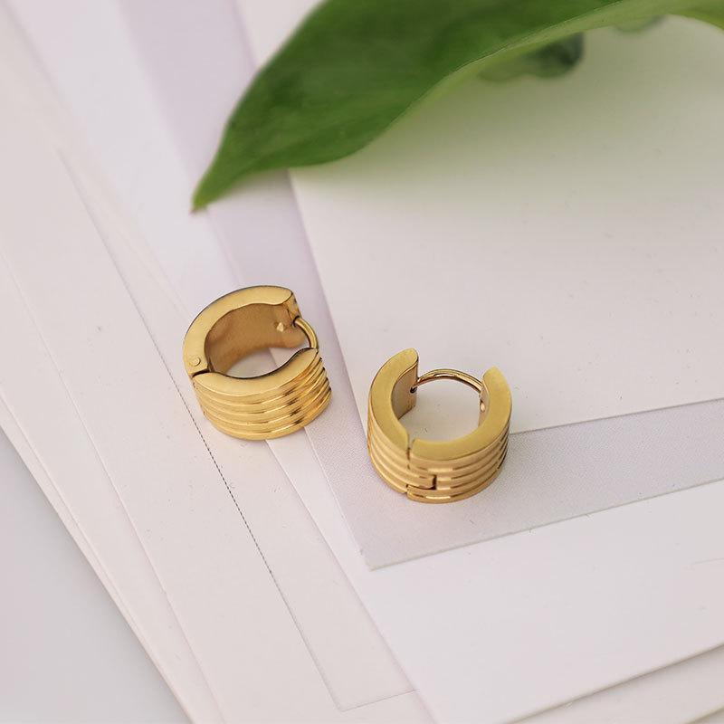 Electric Stripe Simple Earrings Premium Sense 18K Titanium Steel Earrings Niche Design Earrings Women