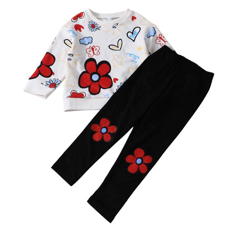 

Дитячий світшот і штани для дівчаток 4-8 років з візерунком у вигляді пелюсток 5Y