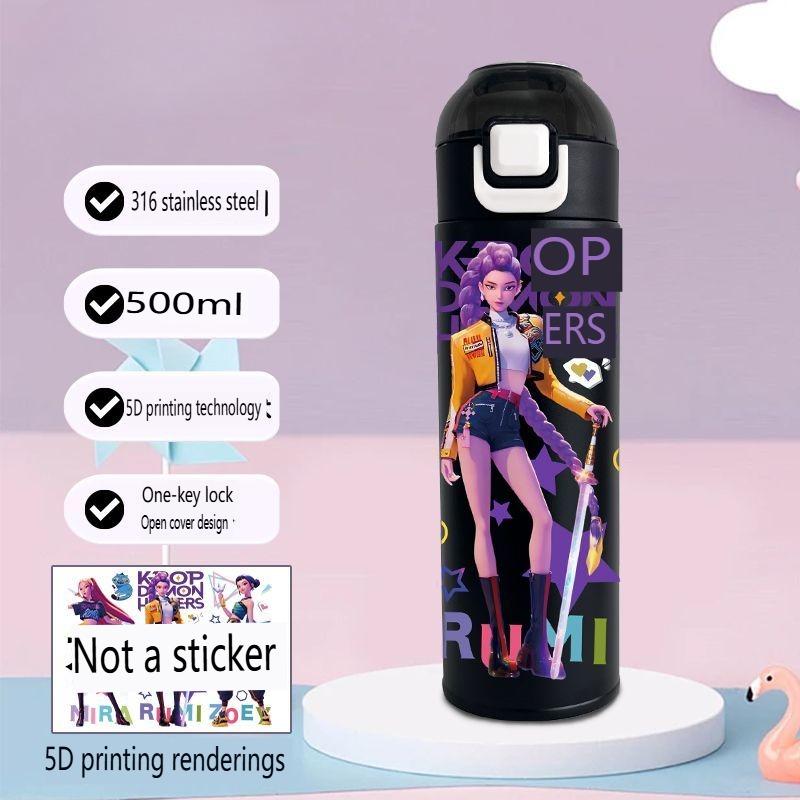 Isolierbecher im K-Pop-Hexenjäger-Design, tragbarer Edelstahl-Trinkbecher mit großem Fassungsvermögen für Kinder