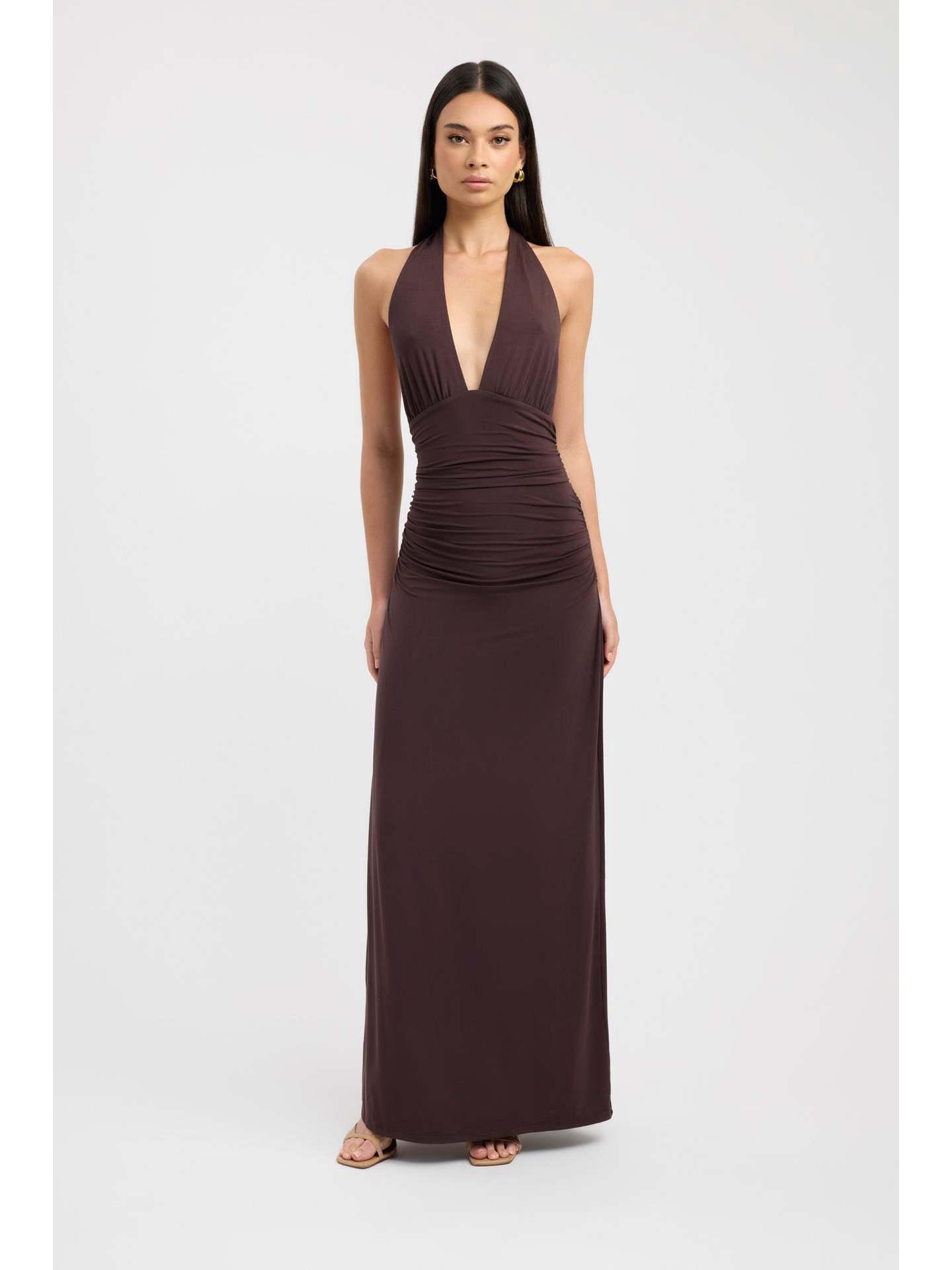 2026 Summer European & American Sexy Halter Deep V Lace-Up Backless Slim Slit Maxi Dress Extra Large