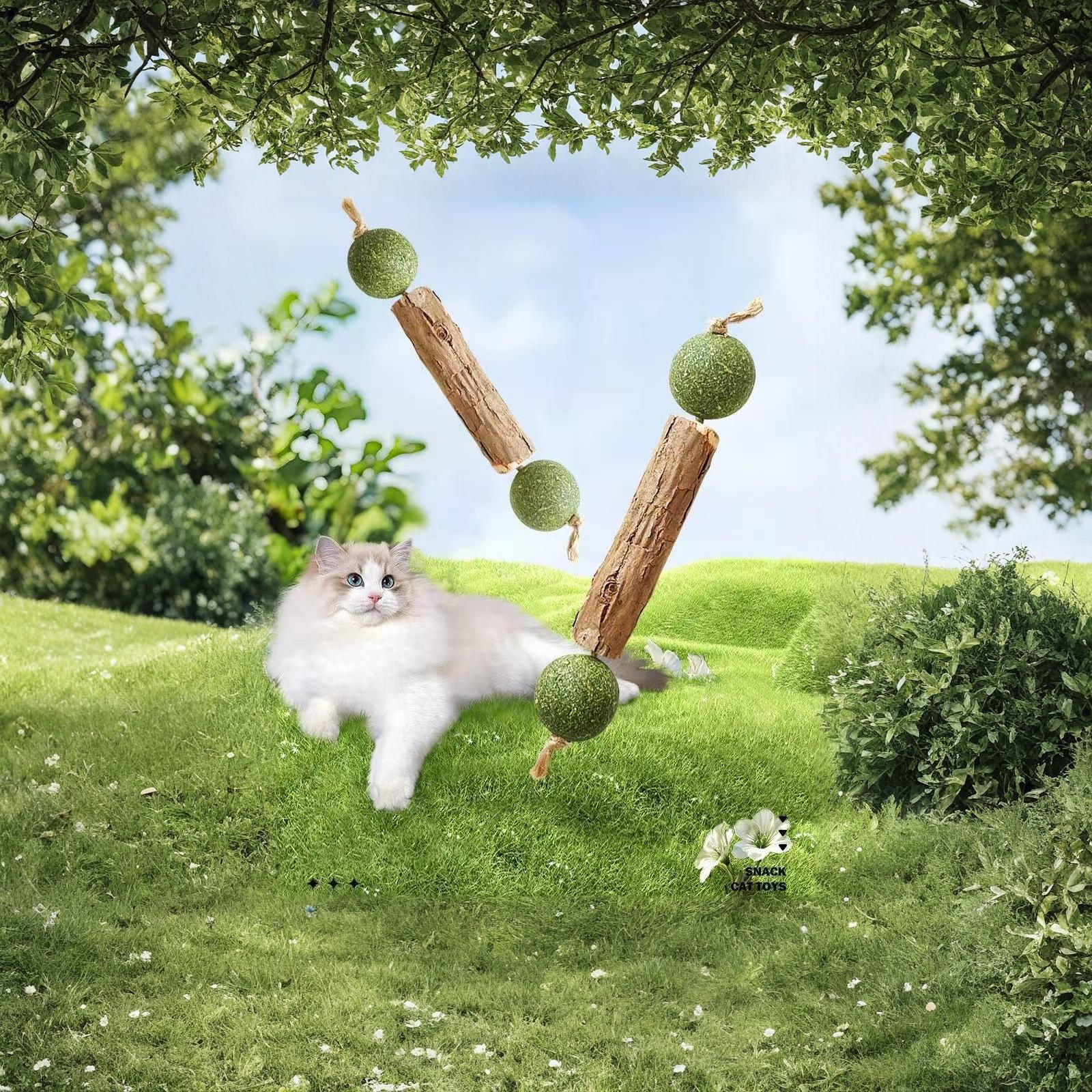 Игрушка-мячик с кошачьей мятой Мататаби, жевательная палочка, игрушка для стачивания зубов для кошек one size