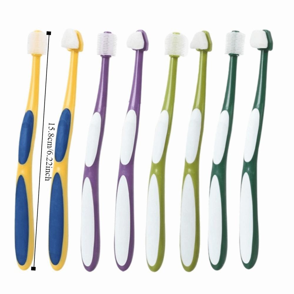 2pcs 360 Degree Cleaning Dog Toothbrush Micro Head Bite Resistant Teeth Cleaning Brush Soft Hair Bristles Pet Dental Care Kit