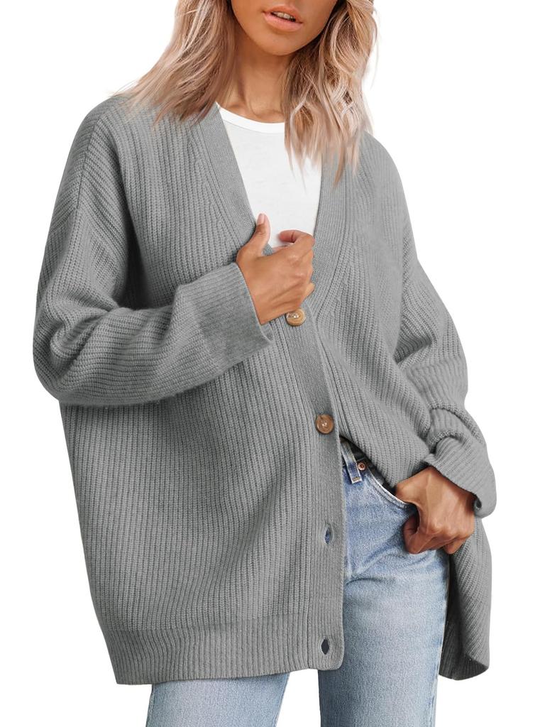 2024 Herbst und Winter Neuer Damen-Old-Cardigan-Pullover Einfacher Vielseitiger Strickwaren Knöpfe V-Ausschnitt Einfarbiger Pullover Damen