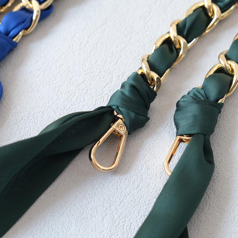New Fashion Spring Woman Handbag Accessory Chains Detachable Long Cross Body Solid Cute Silk Strap Women Luxury Chain Bag Handles