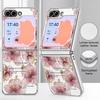 Little Floral Pattern Case For Samsung Galaxy Z FlIP 7 FE 6 5 Z Flip7 Flip6 Flip5 Luxury Plating PC+PU Leather Hybrid Folding Phone Cover