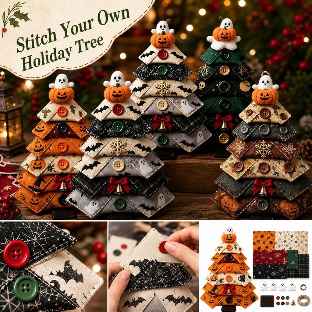 Christmas Tree Patchwork Fabric Kit for DIY Sewing Quilting and Holiday Projects