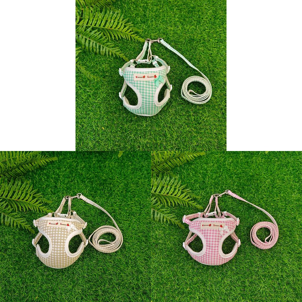 Pet Puppy Lead With Grid Print And Bow Decor For Pet Walking And Training