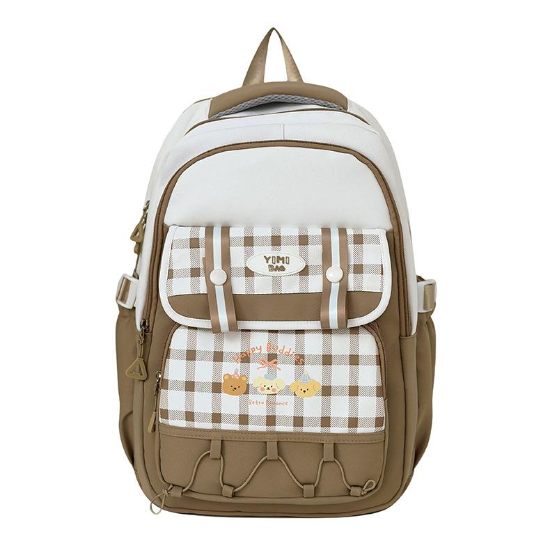 

Школьная сумка Color Block, большая вместимость, рюкзак в стиле колледжа хаки