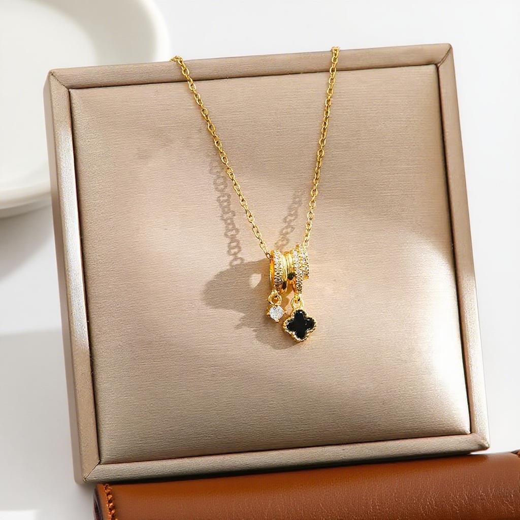 Fashion zircon four-leaf clover necklace, women s necklace, the best gift for her.