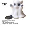 Unique Home Decor Accents Halloween Ghost Cat Statue, Cute Figurine, Cartoon Whimsical Office Desk Accessories Spooky Decoration for Desktop