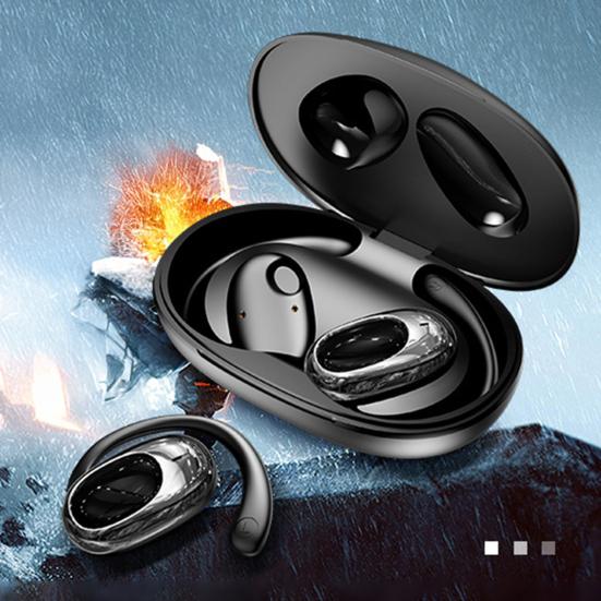 1 Pair Bluetooth-compatible Earphone with Earhook Noise Canceling HiFi Sound IPX5 Waterproof Wireless Over Ear Earbuds Sports Running Headphone