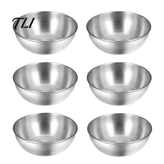 Small Bowls for Complementary Foods 6PCS Stainless Steel Seasoning Bowls, Mini Dipping Sauce Cups, Kitchen Gadgets Sauces Stackable Round Condiment