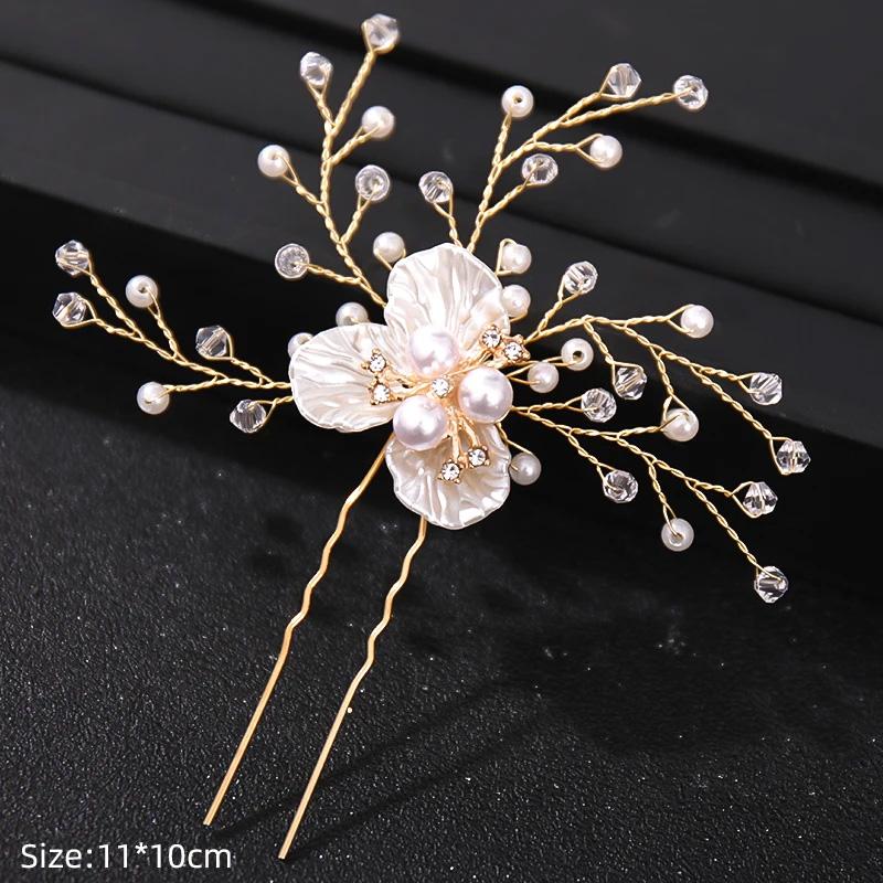 Fashion Crystal Pearl Rhinestone Hairpins Stick Hair Clip For Women Bridal Hair Accessories Party Wedding Hair Clips Jewelry