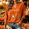 Women's Casual Thanksgiving Print V-Neck Pullover Top for Fall Holiday Everyday Wear