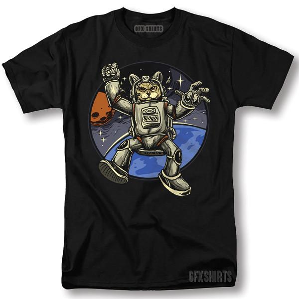 Футболка с котом-астронавтом Космическая галактика Крутой подарок Графическая футболка Унисекс футболка S