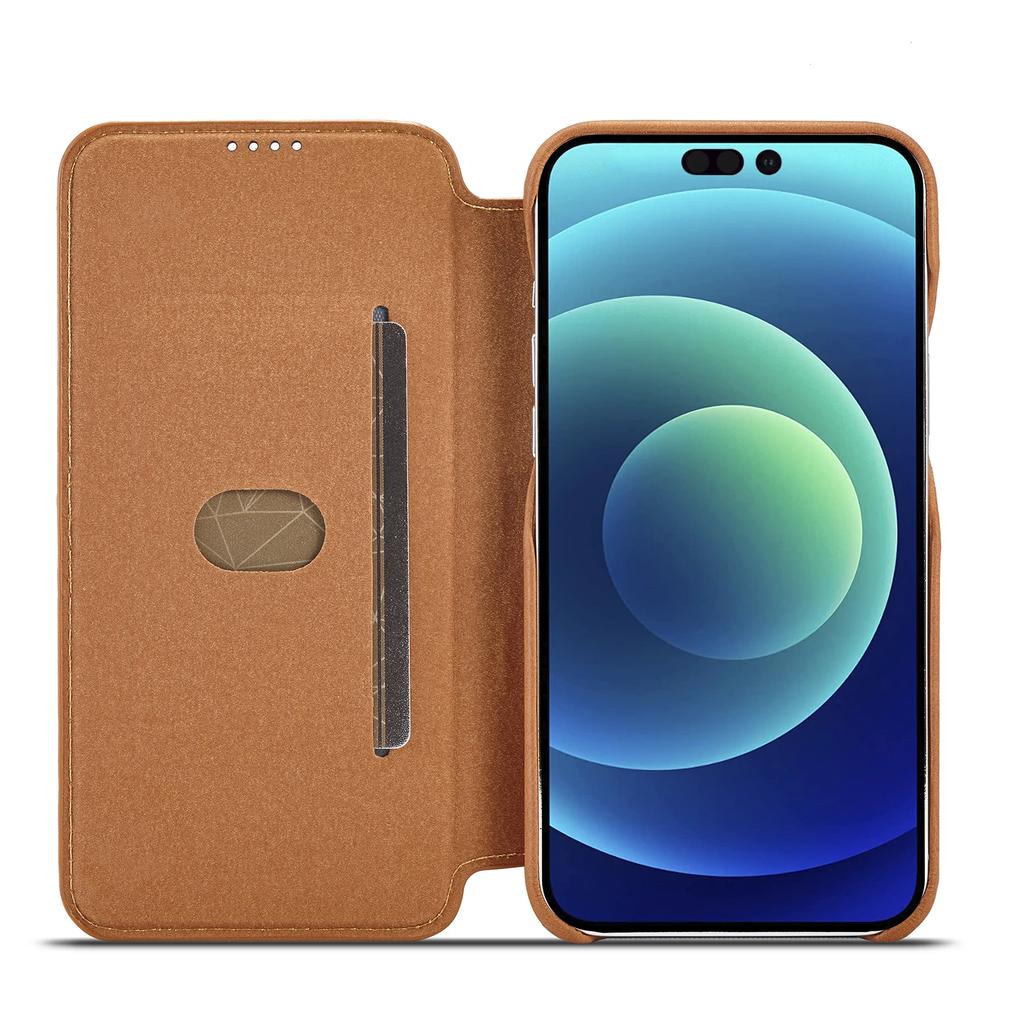 Leather Flip Wallet Phone Cover for IPhone 17 16 Pro Max Air 14 15 13 12 Mini 11 Pro XS Max XR 8 7 Plus SE Card Slots Book Bag
