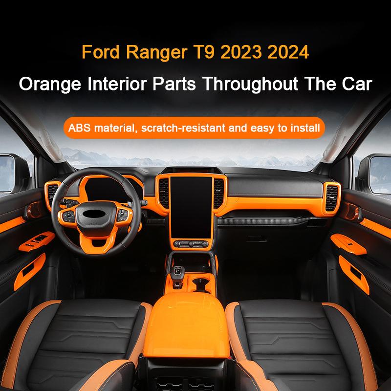 Orange Car Central Gear Shift Panel Rear Air Outlet Frame Door Trim Strip For Ford Ranger Raptor Wildtrak T9   2024 2025