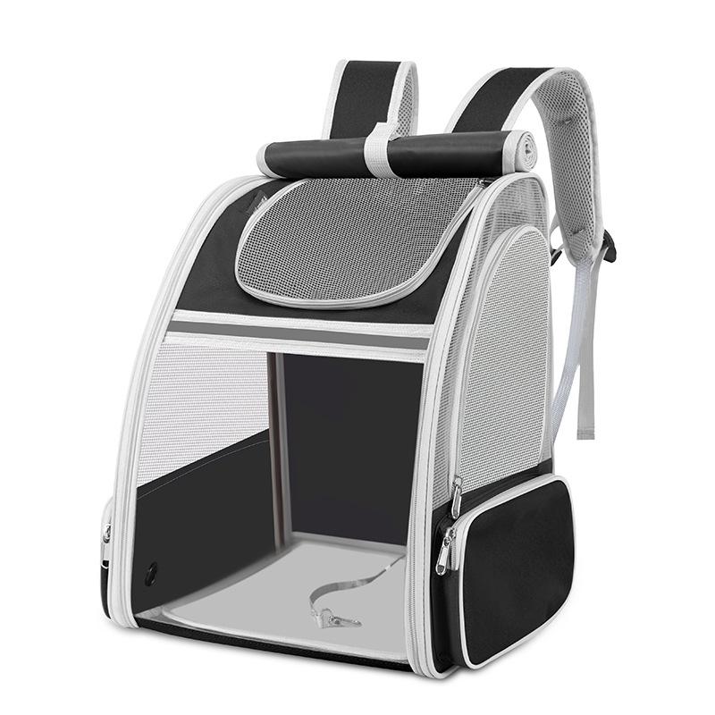 

Double Shoulder Cat Bag Portable Travel Pet Bag Go Out Breathable Foldable Cat Cage Large Capacity Dark Pet Bag чорний