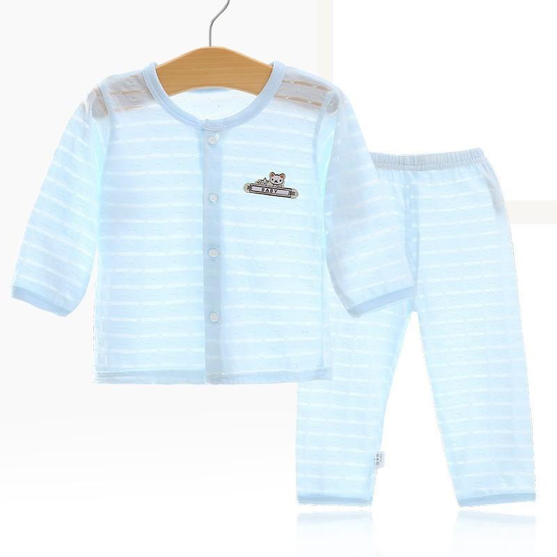 Lightweight Summer Baby Air Conditioning Outfit For Boys And Girls Long Sleeve Cotton Pajama Set