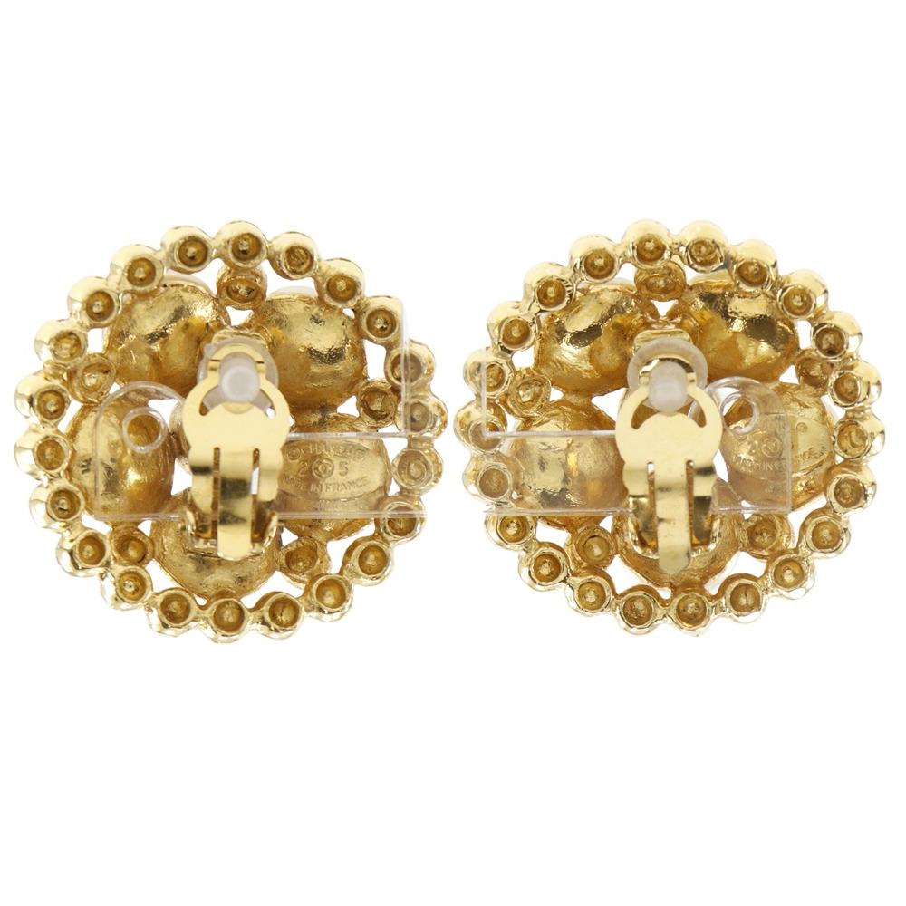Chanel Earring Vintage Plated Gold/Fake Pearl 54.3g Women Used