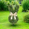 Easter Bunny Topiary Tree Garden Stake Rabbit Shaped Artificial Topiary with Bow Indoor Outdoor Porch Easter Holiday Party Decoration