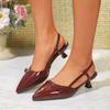 Fashion 2025 New Fashionable Summer Pointed Patent Leather Mid-heel Overhead Sandals for Women Retro Skinny Heel Back Empty Shoes