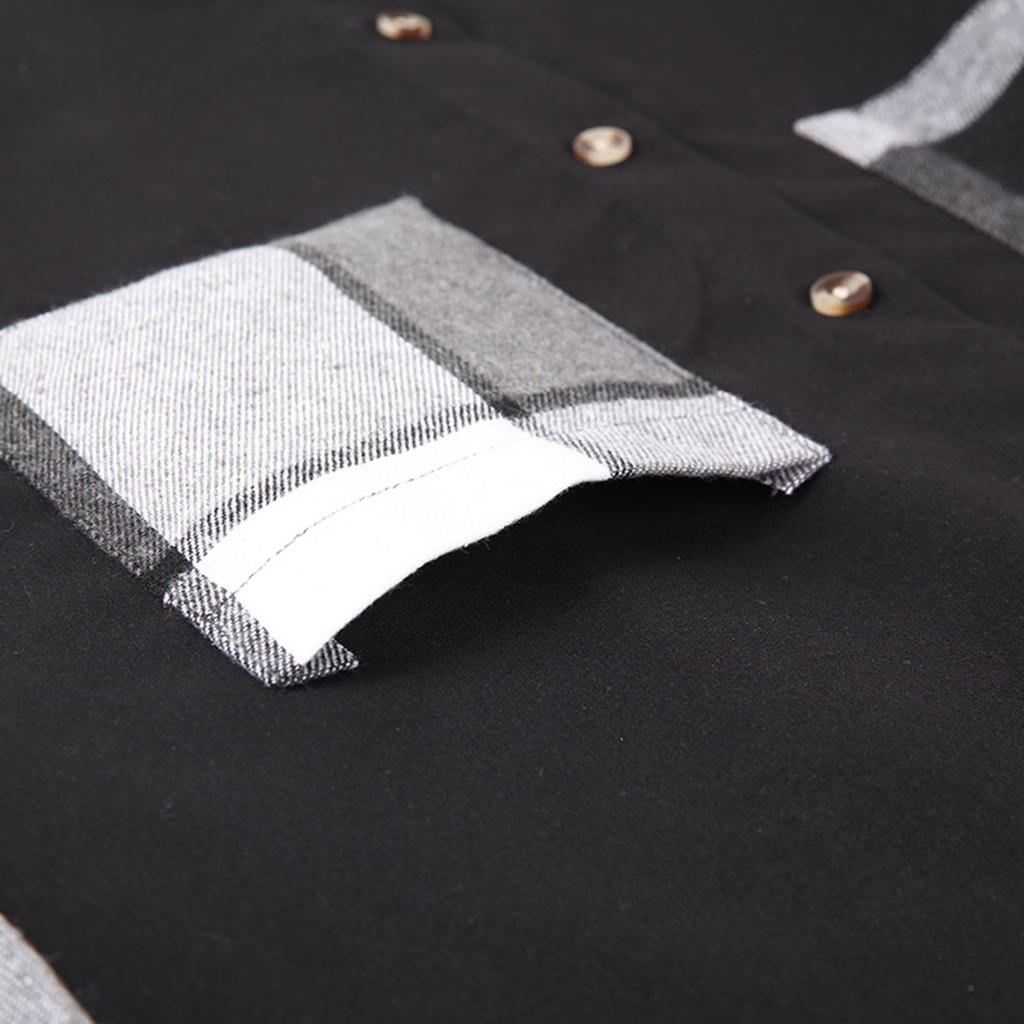 Men's Color-blocked Shirt Long Sleeve Men's Casual Fashion Trend With Pocket Shirt Jacket