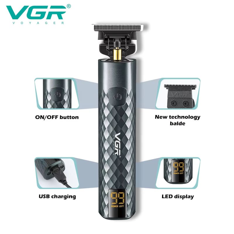 New Metal Hair Clipper Professional Electric Hair Clipper Electric Wireless USB Charging Hair Clipper Men's Shaver Smart Digital Display Strong Power
