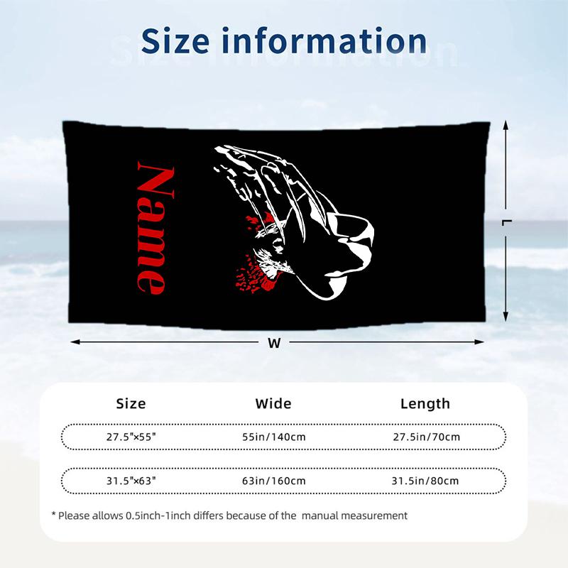 Freddy Krueger Custom Name Printed Beach Towel Personalized Soft Towel For Swimming Beach Travel