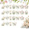 24pcs Easter Wooden Rabbit Decorations Easter Bunny Spring Ornaments With Ropes For Indoor Porch Wall Window Fireplace