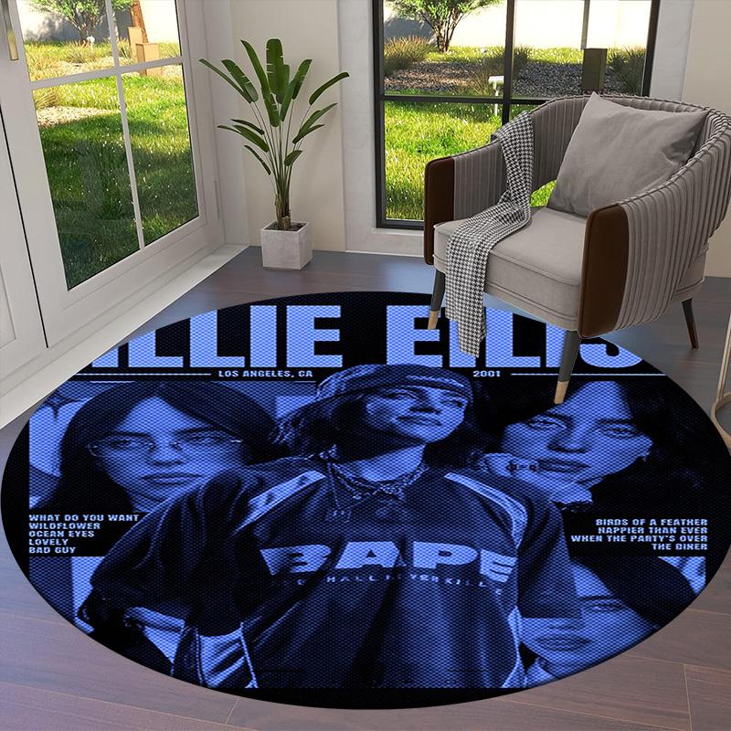 Billie Eilish Round Area Rug,Carpet Rug for Living Room Bedroom Sofa Playroom Decor,Non-slip Floor Mat