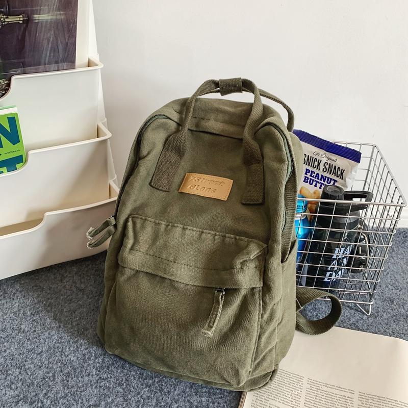 Canvas Bag Large Capacity Female Student Backpack Men's Schoolbag