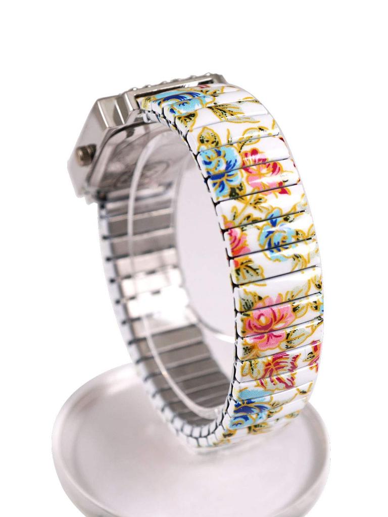 [Raport] Wristwatch Floral Pattern Bellows 164053 Women's White