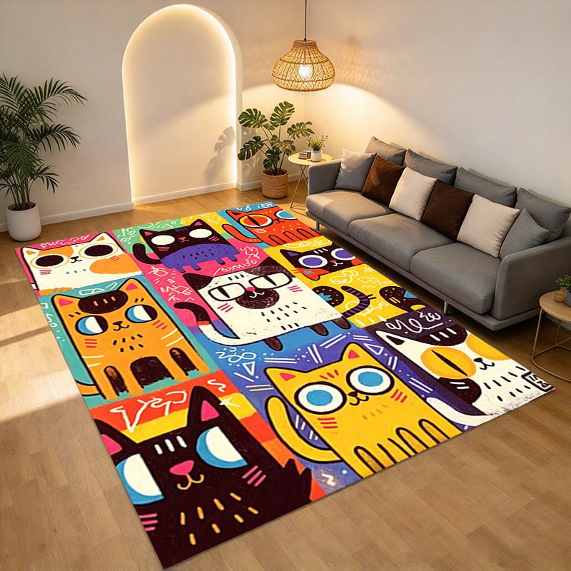 Colorful Cats Living Room Nonslip Area Rug Soft Carpet For Bedroom Game Playroom Sofa Office Home Decor Doormat Christmas Gift C9261232