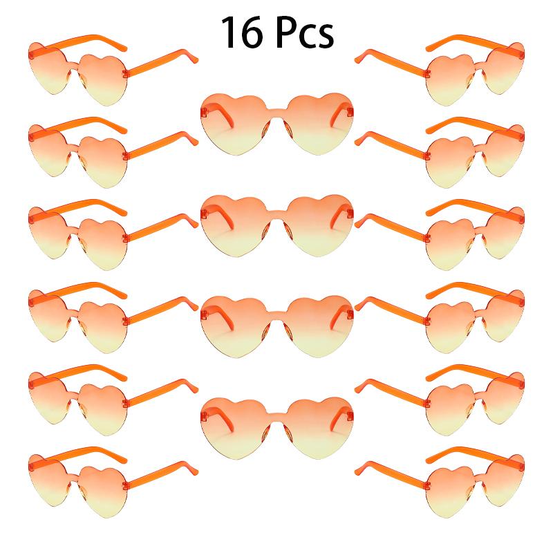 

16 шт. в наборе Безободковые солнцезащитные очки в форме сердца Женские Новые Милые Модные Пляжные Оттеночные очки Трендовые Разноцветные Рейв Солнцезащитные очки