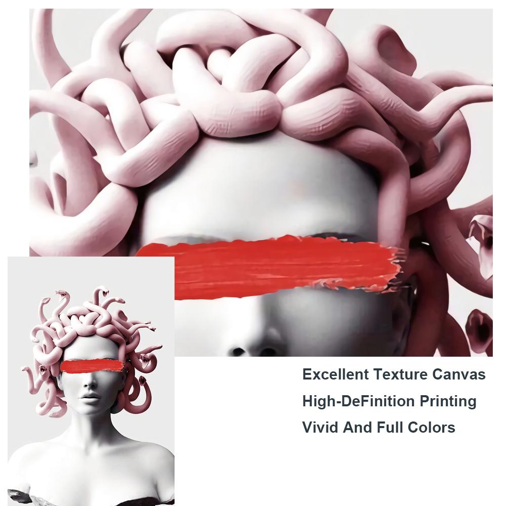 Cover Face of Medusa Graffiti Cavans Painting Vaporwave Sculpture Posters and Prints Wall Art for Living Room Home Decor Cuadros
