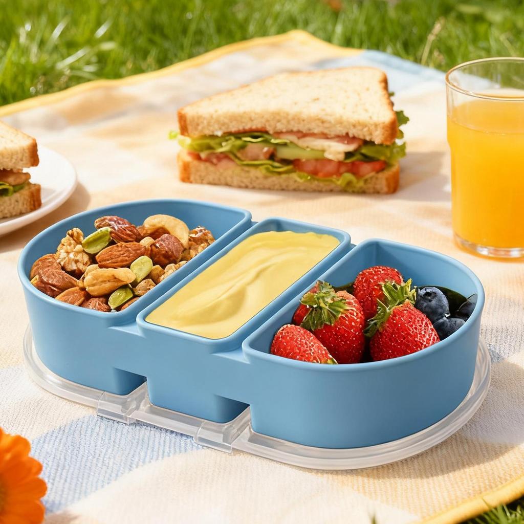 Meal Prep Snack Containers Divided Bowl With Lid Silicone Kitchen Storage Box For Sauce Salad Fruit Nut Condiment Travel