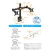 Sanwa Direct Monitorarm, kompatibel mit Dual-Monitor, 2 Bildschirme, 3 Gelenke, Klemmbefestigung 100-LA030