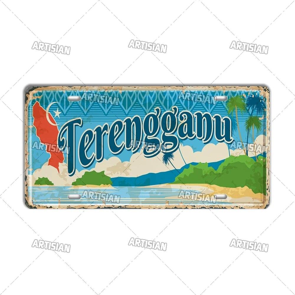 Artisian PHILIPPINES Malaysian License Plate City Metal Sign Landmark Decorative Vehicle Plate Wall Decor Garage Bar Pub Club