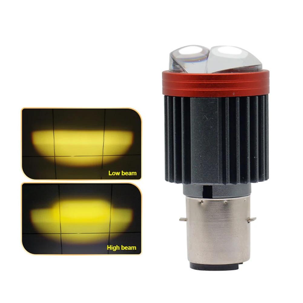 

Светодиодная фара BA20D для мотоцикла, двухлинзовая проекторная фара, лампа-прожектор для скутера и мотоцикла, ДХО, лампы ближнего/дальнего света для электровелосипеда, квадроцикла жёлтый