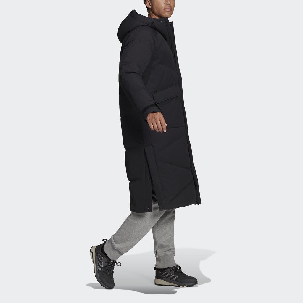 Adidas Big Baffle Long Loose Hooded Down Jacket Men Outerwear Black GT6536