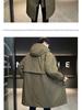 Men's Winter Hooded Mid-Length Down Jacket, Faux Two-Piece Windbreaker, Trendy Thickened Plus-Size Coat