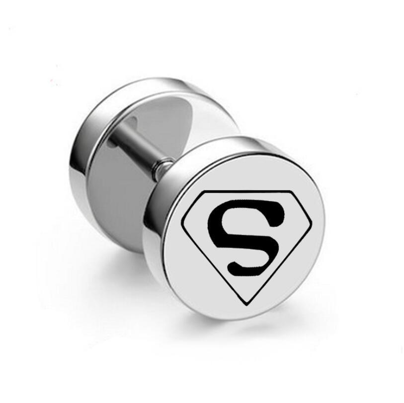 1Pc Punk Black Stainless Steel Round Stud Earrings Women Men Gothic Tunnel Barbell Dumbbell Earings Ear Piercing Zircon Gifts