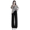European cotton velvet wide-leg pants women's autumn and winter velvet thickened cotton pants gray drape corduroy knitted soft waxy casual pants