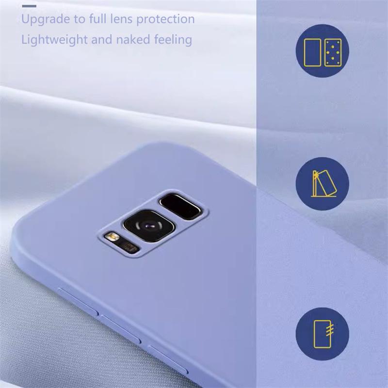 Original Square Liquid Silicone Case for Samsung Galaxy S8 S9 S10 S10E Soft Candy Back Cover S8Plus S9Plus S10Plus S20 S21 Plus