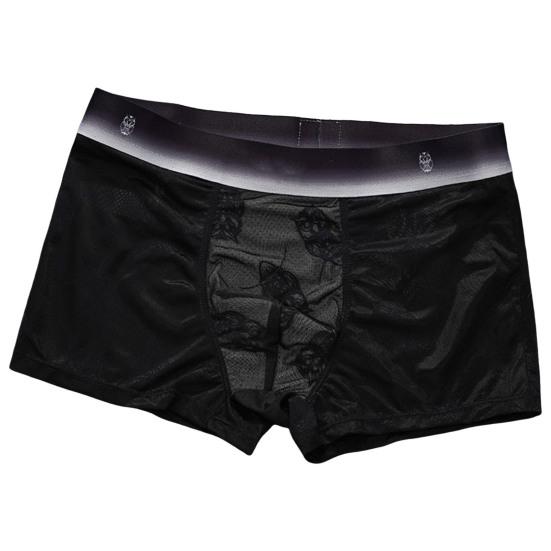 

Мужские трусы-боксеры средней посадки с эластичной талией Ice Silk Shorts Briefs Ultra-thin Gradient Color 2XL чёрный
