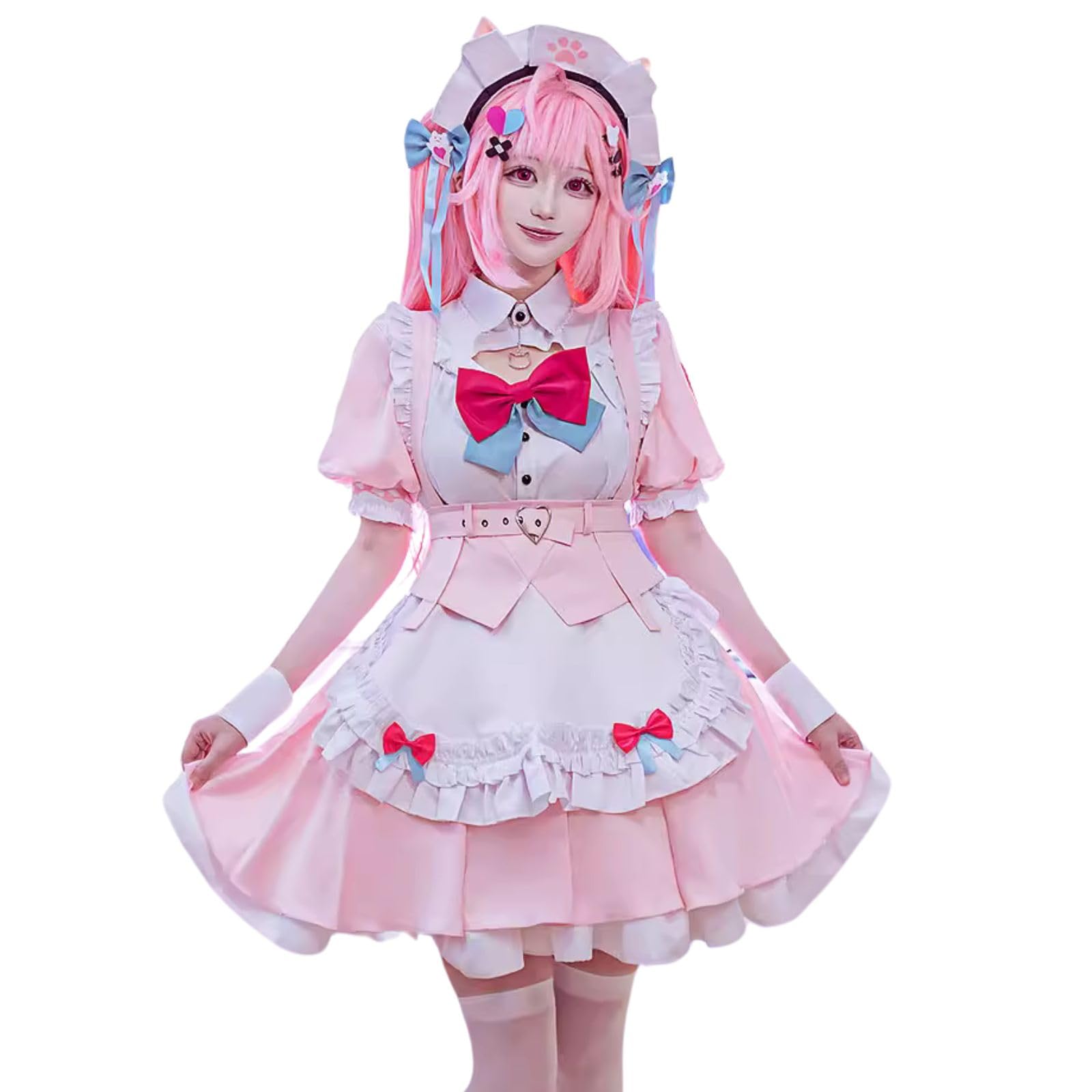 

[Milky Time] Сакуна Юки VTuber Косплей на Хэллоуин, Женский Розовый Мейд (M)