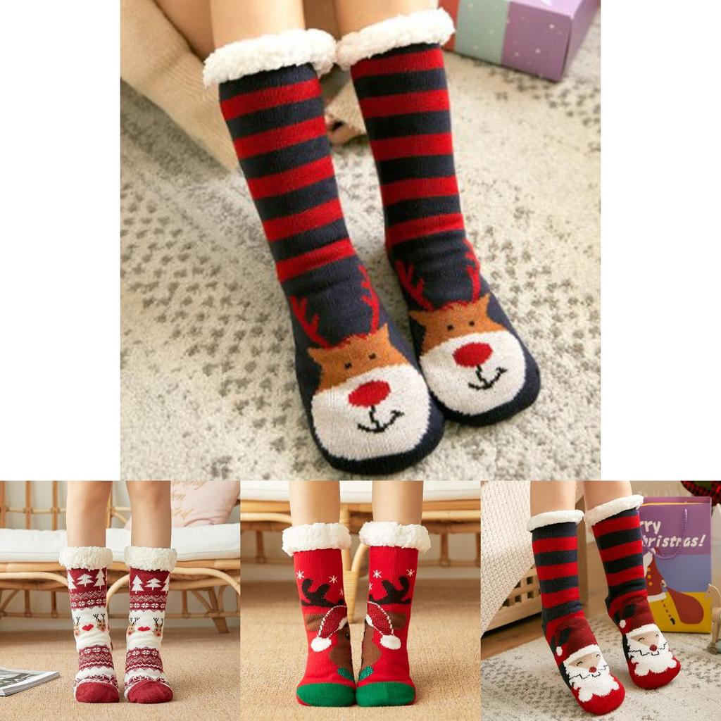 Festive Christmas Slipper Socks Featuring Soft Faux Fleece Lining And Gripper Soles