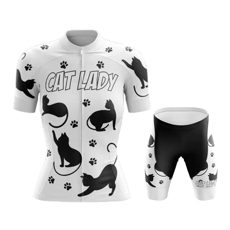 Cartoon Cat Style Cycling Jersey Set 2026 Summer Women's Short Sleeve Road Bicycle Cycling Clothing Quick-dry Outdoor MTB Bike Racing Wear