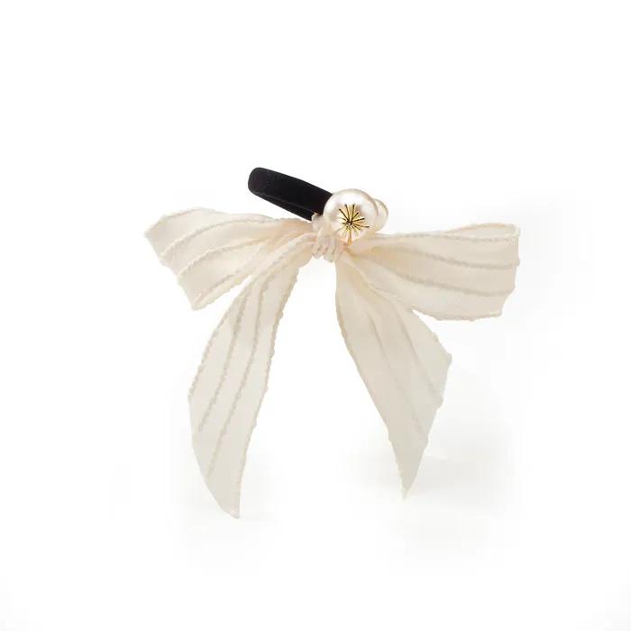Signature Star Pearl Ribbon Hair Tie Ivory